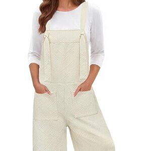 Merokeety Women's Casual Striped Overalls Romper Size S Wide Leg w/Pockets NWT